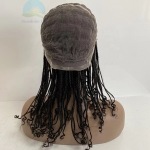 Pelucas de cabello trenzado africano transparente suizo <span class=keywords><strong>HD</strong></span> encaje indio Remy pre estilo trenzado pelucas de cabello humano pre arrancadas - Product Image 6