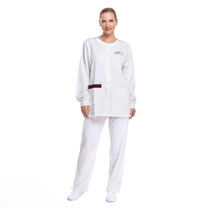 ZX Custom Women Scrubs Uniformes Conjuntos 2023 Nuevo estilo Chaqueta de calentamiento Pantalones rectos Traje para el salón de belleza del hospital - Product Image 6