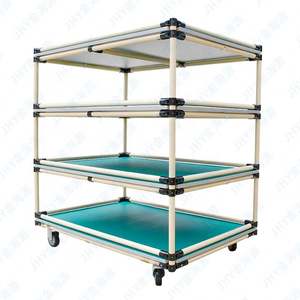 פלסטיק תעשייתי מצופה חומר רזה טיפול עגלות ערמה מדפים - Product Image 5