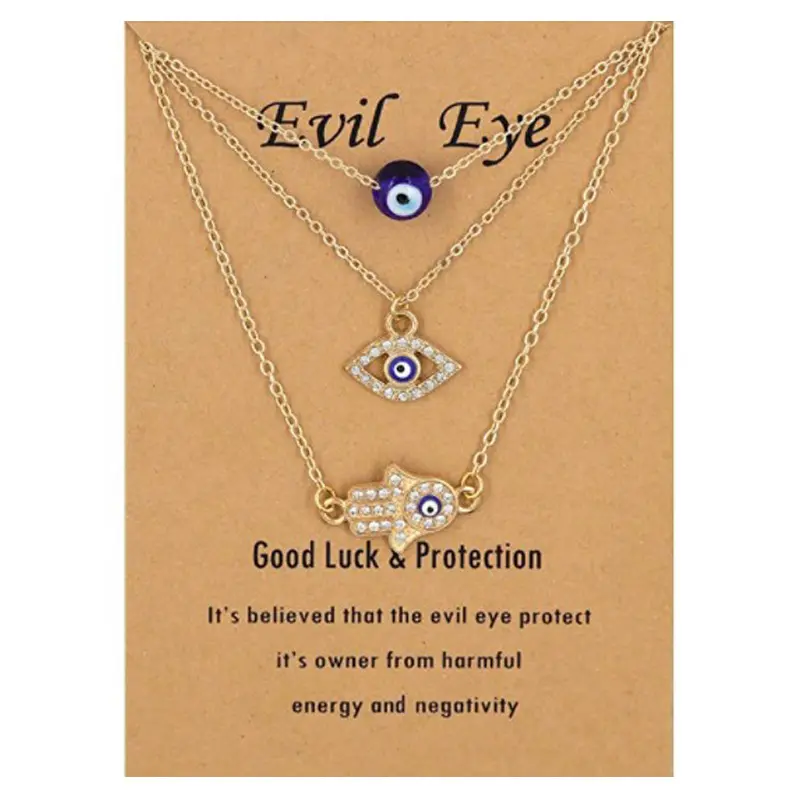 New Evil Angel Eyes Diamant Halsketten Devil's Eye Glaskugel Legierung Palm Blue Eyes Anhänger Halskette für Frauen Mädchen