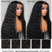 Pelucas de Cabello Humano Brasileño Rizado Remy de 36 Pulgadas con Ondas Profundas, Encaje Frontal 13x6 HD Transparente, 180% de Densidad, Pre-Desplumadas, Grado 10A-12A