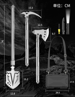 Ensemble d'haches multifonctionnelles avec pelle d'ingénieur, kit de plein air, outils de camping en voiture, lampe de poche, pliable