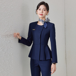 Women's Professional Suit Long Sleeve Black Polyester Workwear For Office Hotel Receptionists - Product Image 3
