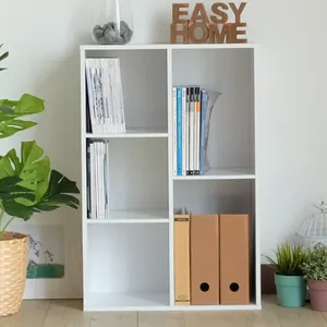Estante de almacenamiento abierto de madera de 5 cubos de fácil montaje, estante organizador de archivos de oficina, compacto y versátil, de fábrica - Product Image 3
