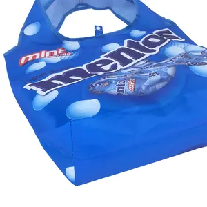 Özel logo baskı su geçirmez kullanımlık polyester market alışveriş çantası katlanabilir