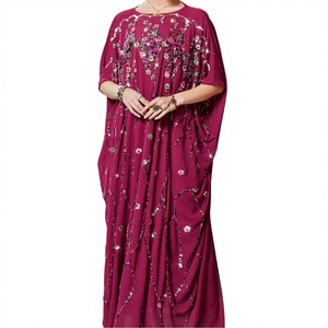 BA3002 <b>Eid</b> Elegant Beaded Nigeria Abaya Women Muslim Wedding <b>Dress</b> 2024 Saudi Black Polyester Floor Length <b>Long</b> Sleeve Handmade - Product Image 4