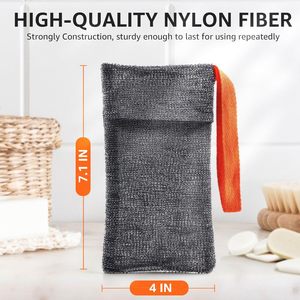 Sac de rangement pour savon en sisal avec cordon de serrage, pochette exfoliante pour savon en barre, boîte à savon avec perle en bois pour mousser et sécher le savon - Product Image 4