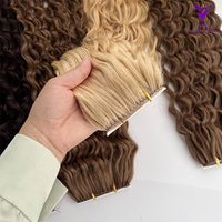 V Light Factory Vente en gros Rideau de cheveux en plumes 30 pouces Cheveux humains naturels Dégradé foncé clair Ondulé Extensions de cheveux blonds
