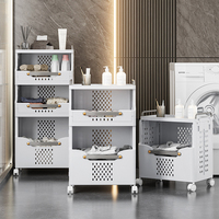Panier à linge pliable multi-niveaux 2/3/4 en plastique PP durable avec roulettes et étagère de rangement