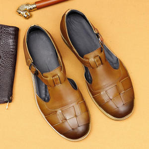 Sandalias Romanas Retro para Hombre - Sandalias de Cuero Genuino con Punta Redonda, Hechas a Mano, Personalizables, Casuales de Negocios para Verano, Venta al Por Mayor del Fabricante - Product Image 2