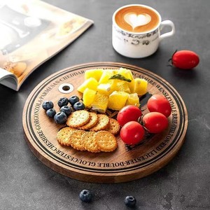 Utensilios de cocina de alta gama: plato para frutas y aperitivos con fregadero, tabla para queso, tabla para carne, plato redondo perforado de madera de acacia. - Product Image 2