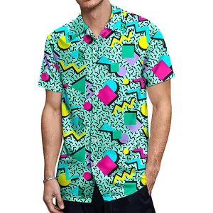 Hot Selling Design Men's Hawaiian Beach Shirt UPF 50+ Custom Short Sleeve Full Sublimated Print Hawaiian Shirt