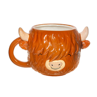 Mug en céramique mignon en forme de vache des Highlands, compatible lave-vaisselle et micro-ondes, design animalier de ferme, cadeau pour les amoureux des animaux, idéal pour la cuisine champêtre