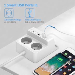 Vastfafa Chargeur sans fil Multiprise 5 prises CA 2 rallonge de charge USB Protection contre les surtensions <span class=keywords><strong>Prise</strong></span> UE - Product Image 5