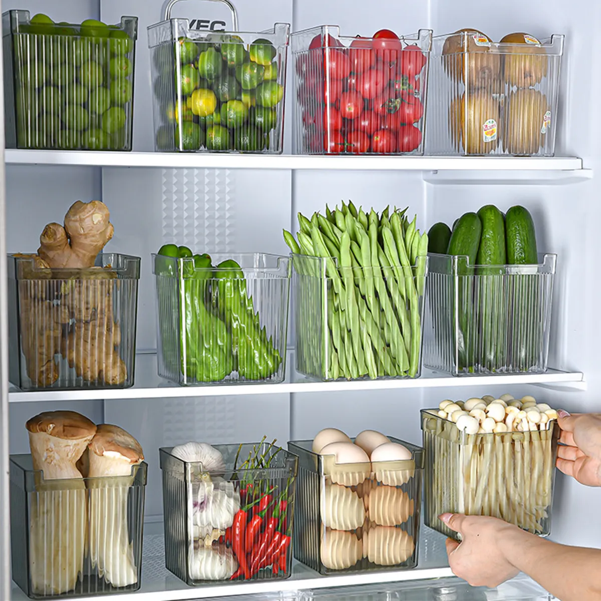 Choice Fun organizer per frigorifero in plastica trasparente contenitori trasparenti organizzazione per la conservazione della casa del frigorifero con maniglia