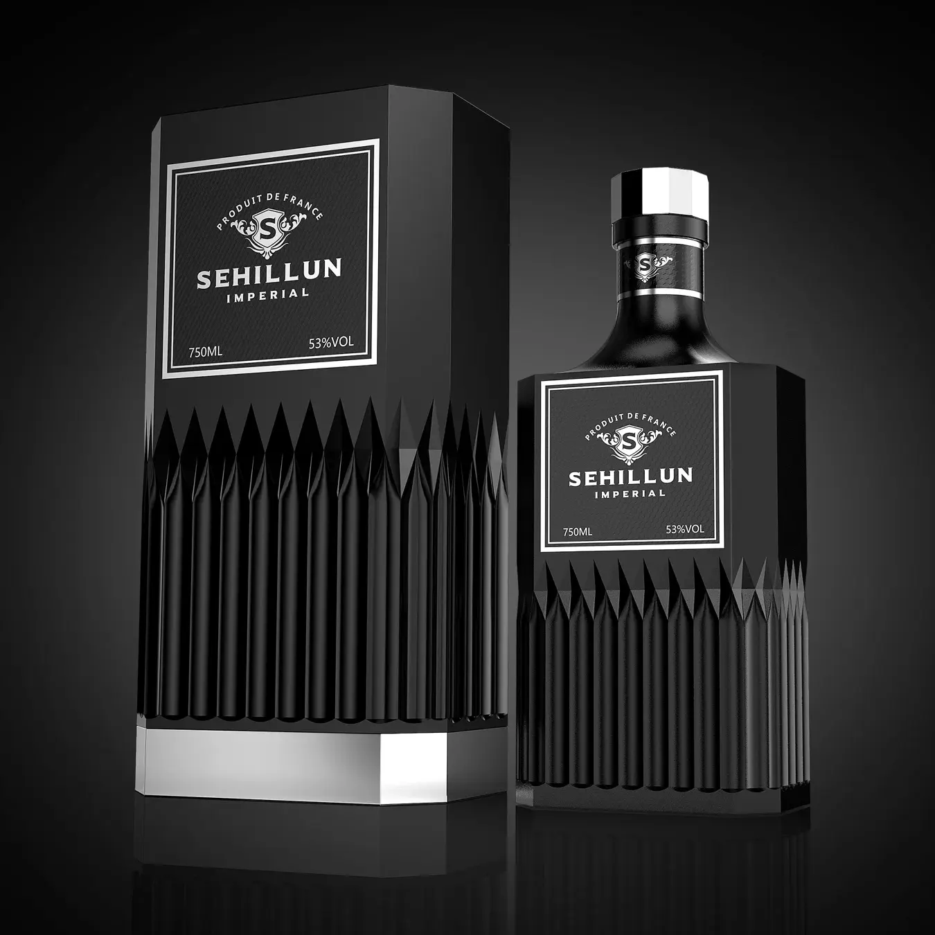 Bottiglia di vetro di tequila liquore nero opaco un capolavoro personalizzabile per il tuo marchio di tequila premium