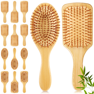 Brosse à cheveux en bambou avec logo personnalisé, brosse à cheveux en bois, peigne de massage, brosse à cheveux à picots en bambou, peignes démêlants - Product Image 1
