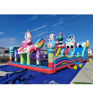 Château gonflable géant en PVC à prix d'usine, facile à installer pour les locations de fêtes en extérieur, avec toboggan pour enfants - Product Image 1