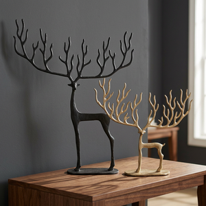 Ensemble de bougeoirs en fer forgé noir et or, décoration de Noël, ornement en aluminium durable, fait main, imperméable, pour la maison - Product Image 1