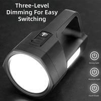 Lampe torche LED solaire portable haute puissance, 3 modes d'éclairage, rechargeable par USB, ABS, batterie intégrée, durable, camping, extérieur