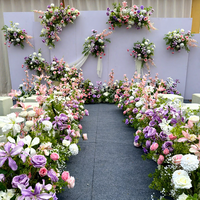 Ensemble de toile de fond de fleurs artificielles rose et violet mélangées, arrangement floral en soie pour mariage, fête, location, décoration de vitrine