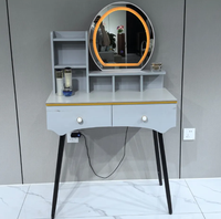 Coiffeuse simple et moderne avec éclairage LED et plateau en pierre pour petites maisons