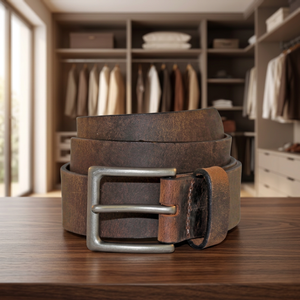 100% Eco-Friendly Men's Vintage Formal Style Office Wedding Square Steel Pin Cow Hide Waterproof Heavy-Duty Non-Spottable Easy - Product Image 1