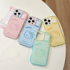 Coque de téléphone portable 3D Onde Mignonne Chat KT Colorée en TPU pour iPhone 17 Air 16 15 14 Pro Max, Étui Arrière Transparent à Motif de Personnage de Dessin Animé - Product Image 1
