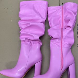 Nouvelles bottes pour femmes en daim et cuir, style hiver et automne, fermeture éclair latérale, talon bloc, hauteur genou - Product Image 6