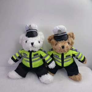 2024 Urso de polícia de desenho animado personalizado, brinquedo de pelúcia bonito, ferro de equitação, traje de equitação reflexivo, presente de brinquedo de pelúcia - Product Image 2