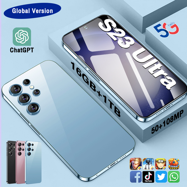 S23 Ultra Smartphone 16GB 1TB 5G CDMA Beast 7.3 Inch 120Hz AMOLED Deca Core 8000mAh Quick Charge Dual SIM TF OTG Fresh Stock
