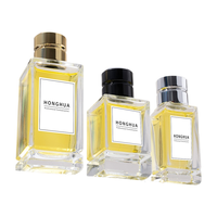 Flacon de parfum carré de luxe en verre 50 ml, vide, avec vaporisateur, pour marque de parfum, avec emballage rigide en boîte cadeau