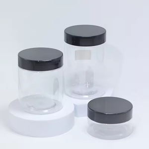 Custom 100ml 200ml 8oz 300ml 12oz 500ml <b>clear</b> White Black Amber Wide Mouth Cosmetic <b>Containers</b> <b>Plastic</b> Pet Jar with Aluminum Lid - Product Image 6