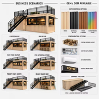 Restaurant-barbecue mobile et extensible en conteneur de 20 et 40 pieds, structure en acier galvanisé durable, maison modulaire avec espace repas sur le toit