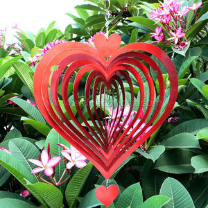 In acciaio inossidabile 3D rotante in metallo dinamico pendente filatore del vento per giardino decorazione di arte cuore rosso carillon cacciatore di vento - Product Image 5