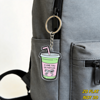 Porte-clés en acrylique mignon à thème boisson au matcha, avec breloque 'I Love You so Matcha' (mot playfully punnu), pour clés, sacs et sacs à dos, accessoire ludique pour les amateurs de cuisine
