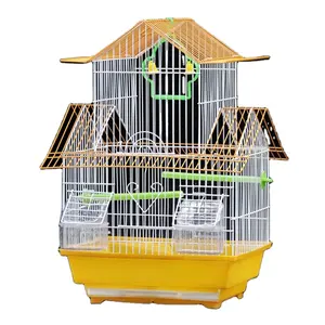 China bird cage factory manufacturer Castle design style multiple colour Iron Foldable Wire small bird cages 33cm*29cm*45cm