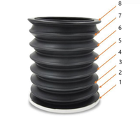 Sistem Anestesi Bellows Karet 1500-3378-000 8 Lipatan Hitam 145mm Tipe Tarik Dorong Bersertifikat CE