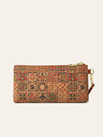 Tas Selempang Wanita Bahan Gabus Motif Vintage dengan Ritsleting, Cocok untuk Penggunaan Sehari-hari