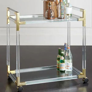 <span class=keywords><strong>Chariot</strong></span> d'hôtel en acrylique transparent fabriqué sur mesure en usine <span class=keywords><strong>Chariot</strong></span> <span class=keywords><strong>de</strong></span> service en acrylique <span class=keywords><strong>de</strong></span> luxe au design moderne pour salle à manger - Product Image 3