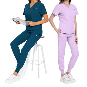 Ventes chaudes Uniformes de salon de beauté en tissu élastique tissé à séchage rapide avec logo personnalisé Scrubs d'hôpital Uniformes médicaux Spa Infirmière Ensembles unisexes - Product Image 1