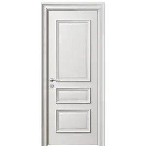 促销室内欧式风格木板门设计廉价纯白色底漆仿古室内天然橡木门