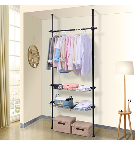 Venta al por mayor doble ropa poste telescópico de rack-Compre online