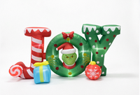 Décoration de jardin de Noël gonflable Grinch de 240 cm avec panneau JOY en forme de canne à sucre