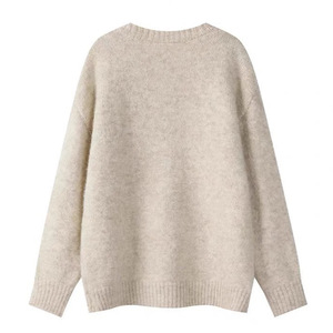 Pull ample à col rond pour femme, tricot doux et chaud, manches longues, anti-boulochage, coupe décontractée, automne-hiver - Product Image 5