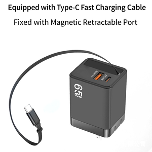 Cargador PD 3,0 de 65W con cable retráctil de 3,0, adaptador de pared USB dual C/A carga rápida para teléfono portátil - Product Image 5