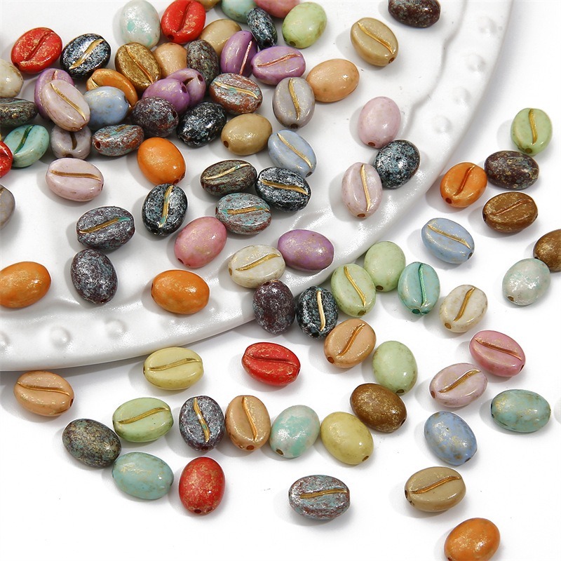 8x10mm Acrylic Picasso Coffee Bean Loose