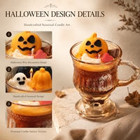 Vela Aromática Personalizada de Halloween en Taza de Vidrio con Diseño de Calabaza y Fantasma, Etiqueta Privada OEM, Regalo Decorativo para las Fiestas
