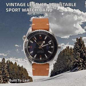 Bracelet de montre HQ Sport Unique en cuir de vachette souple, classique, durable, flexible, respirant, lisse, réglable, vintage, 24 mm - Product Image 2