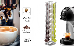 Support de tour rotatif portable en acier inoxydable 24 tasses <span class=keywords><strong>Dolce</strong></span> <span class=keywords><strong>Gusto</strong></span> Présentoir à capsules <span class=keywords><strong>Grande</strong></span> capacité pour le stockage des dosettes de café - Product Image 6
